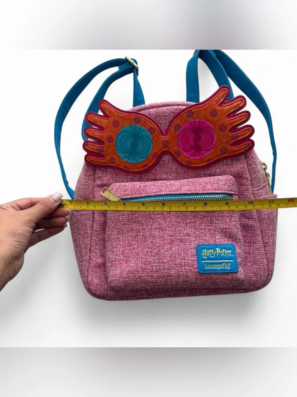 Loungefly Harry Potter Luna Lovegood Pink Tweed Mini Backpack Winged Glasses